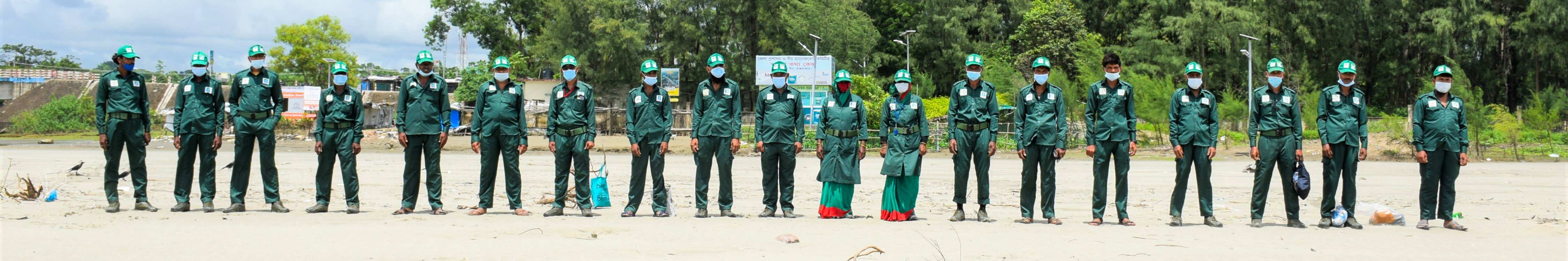 Members of a Community Patrol Group before participating a beach cleaning activity at Cox